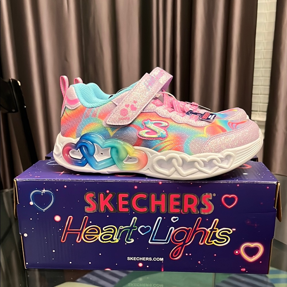 Skechers Pink and  Purple Sneakers with Heart Lights